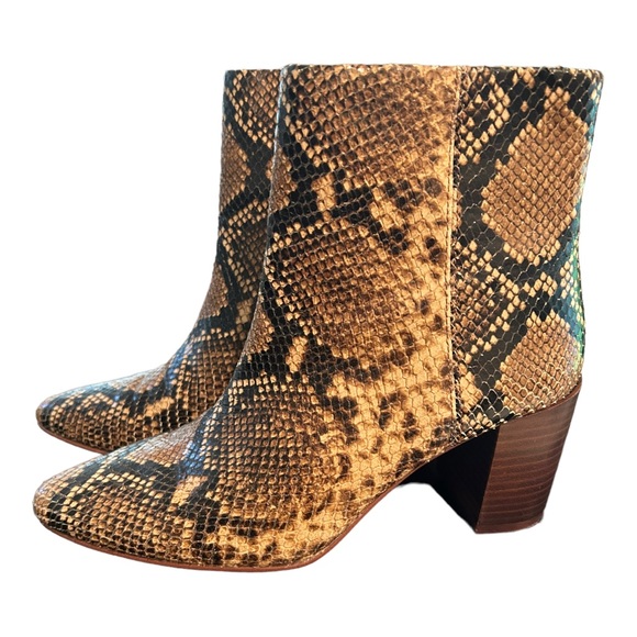 MADEWELL Fiona Boot in Snake Embossed Brown Leather Size 6 COLOR: WOOD ASH MULTI - Picture 2 of 9